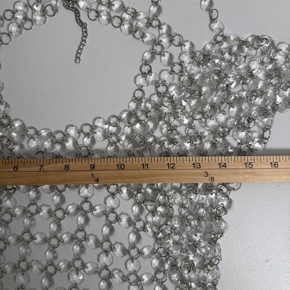 Fashion Nova Kylie Jeweled Mesh Tank Womens Medium Crystal Acrylic Clubwear Top - Picture 8 of 11